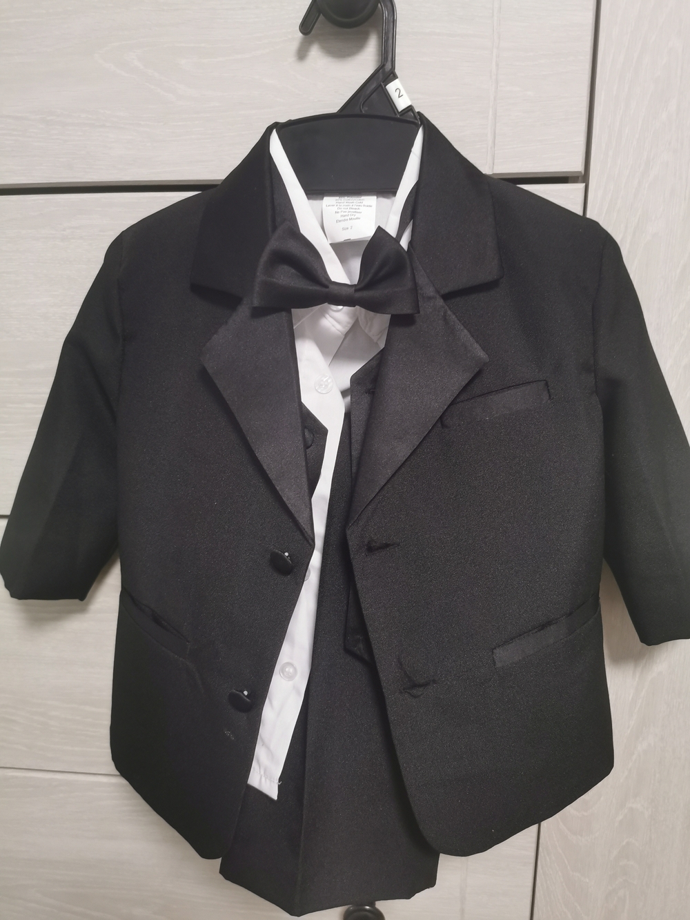 Kids Black Formal Tuxedo Jacket with Bow Tie